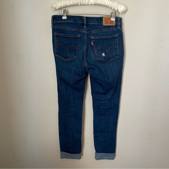Levi Jeans Distressed Ripped Cuffed 711 Skinny Blue Denim Casual Neutral Trendy - Picture 4 of 8